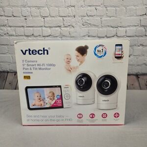 VTech RM5764-2HD 2 Camera 5" Smart Wi-Fi 1080p Pan & Tilt Baby Monitor White